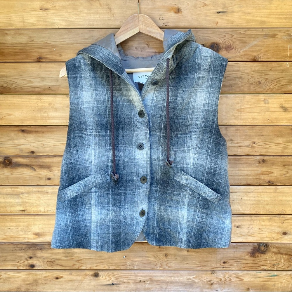 Adrienne Vittadini Gray Plaid Vest